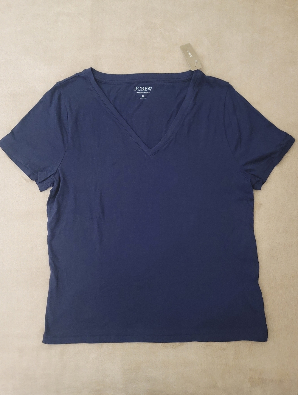 Jcrew Women Vintage Jersey Classic V-Neck Navy Short Sleeve T-Shirt Size Medium